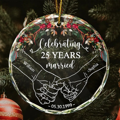 Happy Anniversary Celebrating Married - Personalized Circle Ornament