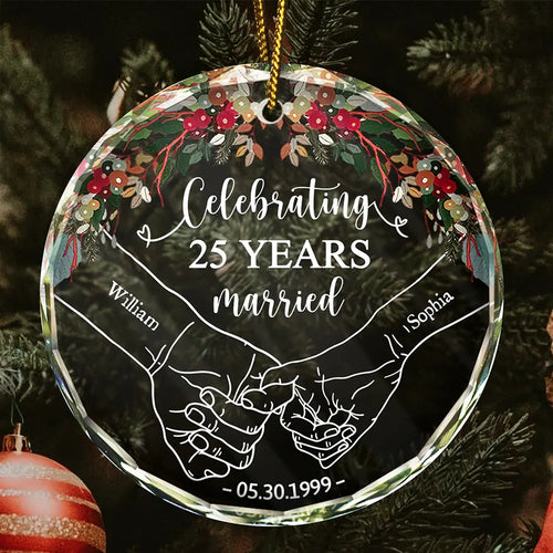 Happy Anniversary Celebrating Married - Personalized Circle Ornament