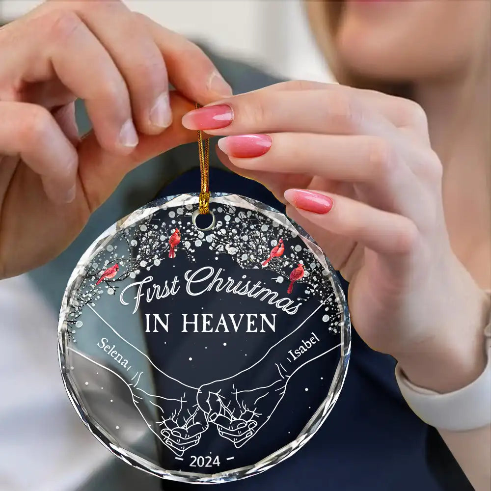 Memorial First Christmas In Heaven - Personalized Circle Acrylic Ornament