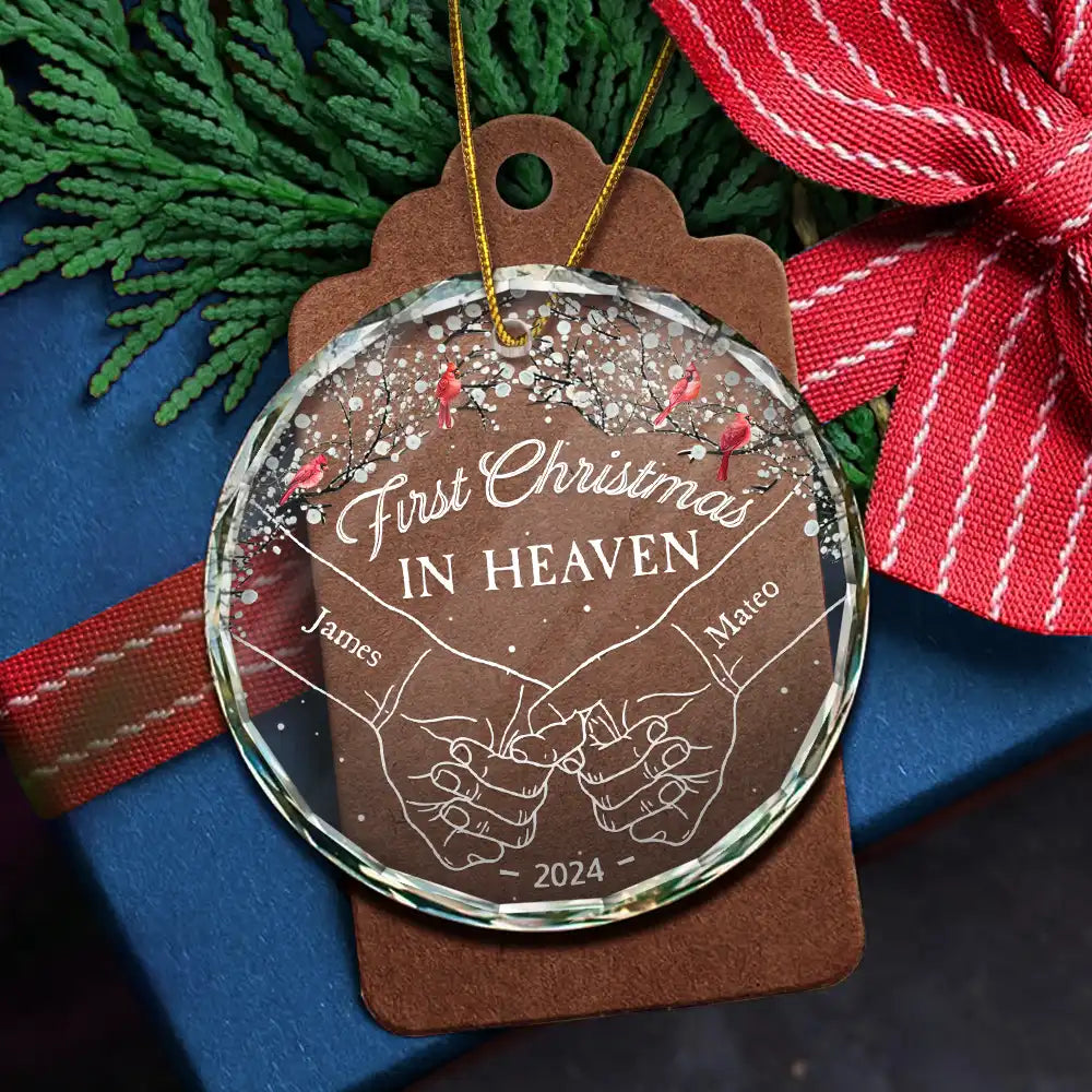 Memorial First Christmas In Heaven - Personalized Circle Acrylic Ornament