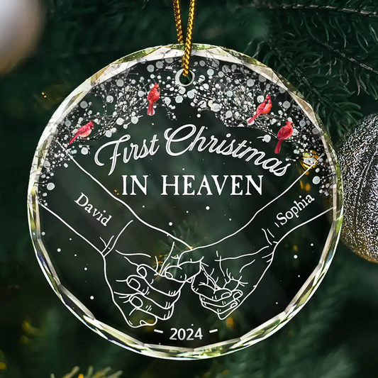 Memorial First Christmas In Heaven - Personalized Circle Acrylic Ornament