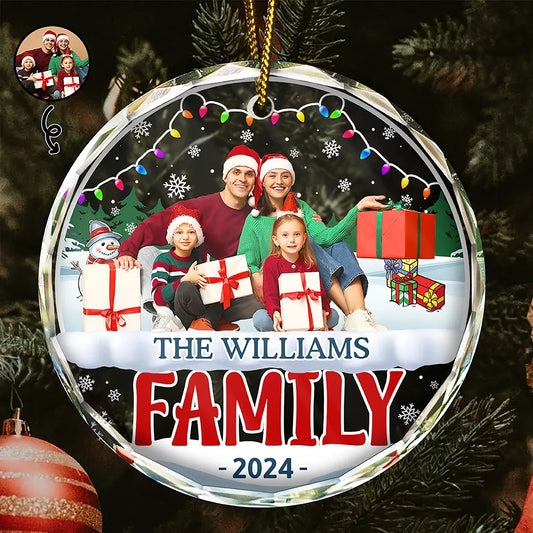 Custom Photo Christmas Family - Personalized Circle Acrylic Ornament