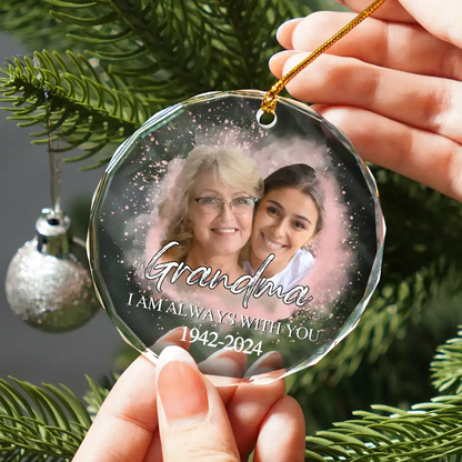 Custom Photo Memorial Forever Our My Hearts - Personalized Circle Acrylic Ornament