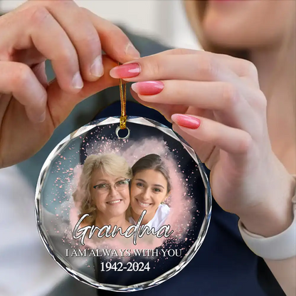 Custom Photo Memorial Forever Our My Hearts - Personalized Circle Acrylic Ornament