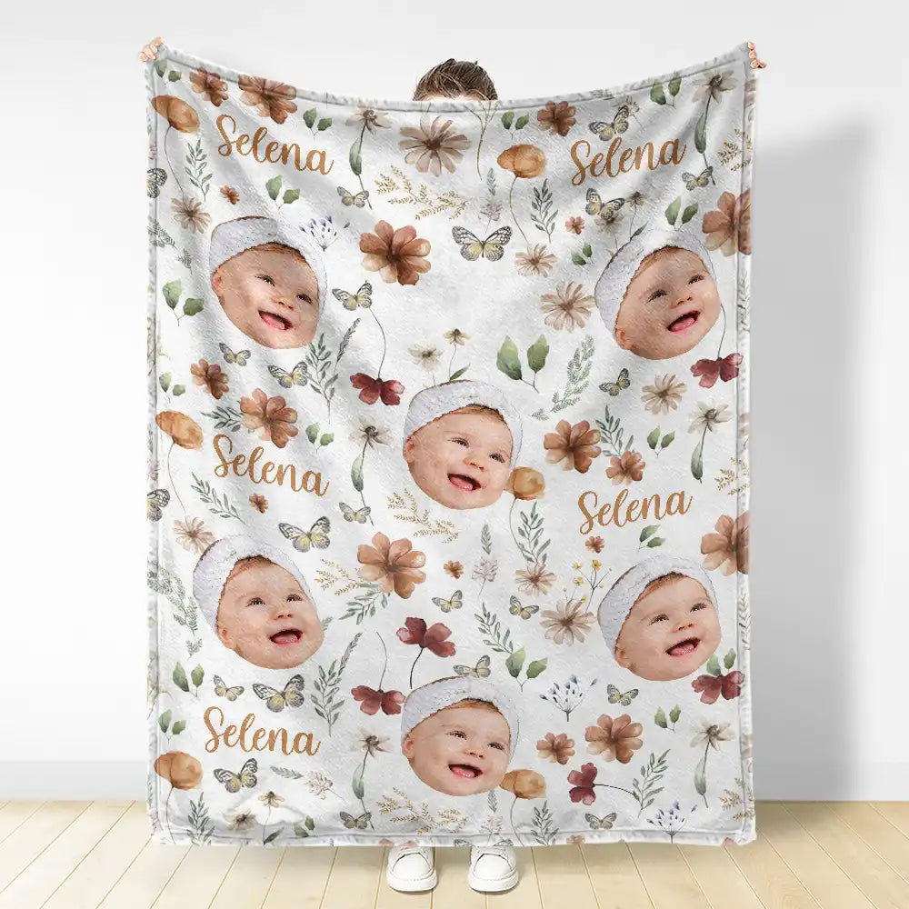 Custom Photo Baby Kid Face - Personalized Fleece Blanket