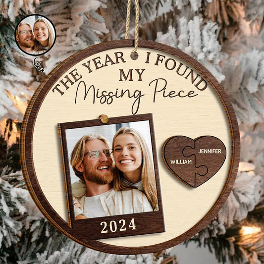 Custom Photo The Year I Found My Missing Piece Couples - Personalized Wood Ornament