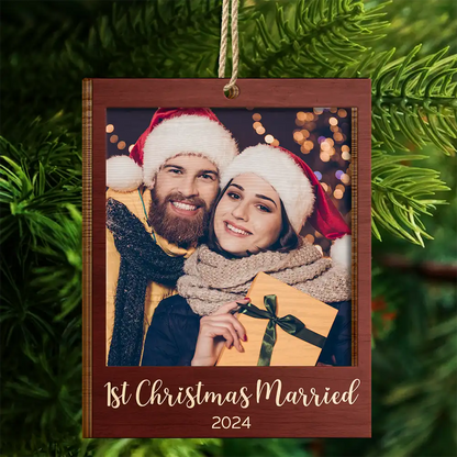 Custom Photo Christmas Family Couple Pet Lover - Personalized Wooden Ornament