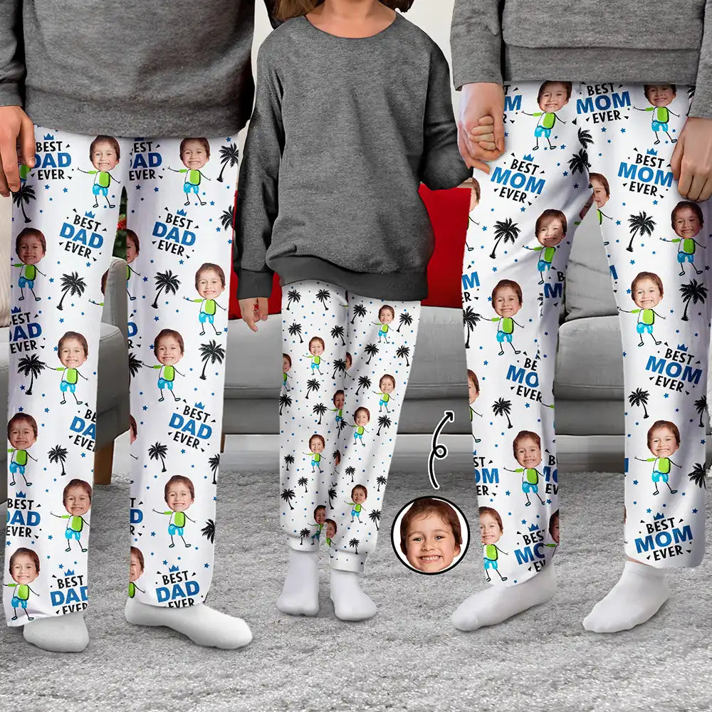 Custom Photo Best Dad Mom Ever - Personalized Kid Pajama Pants