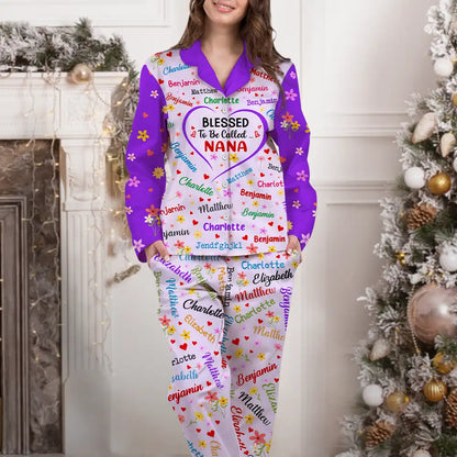 Blessed To Be Called Grandma Nana - Personalized Long Pajamas Set