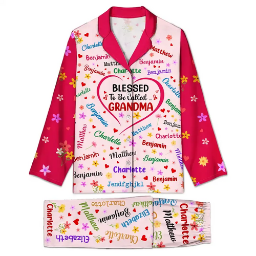 Blessed To Be Called Grandma Nana - Personalized Long Pajamas Set