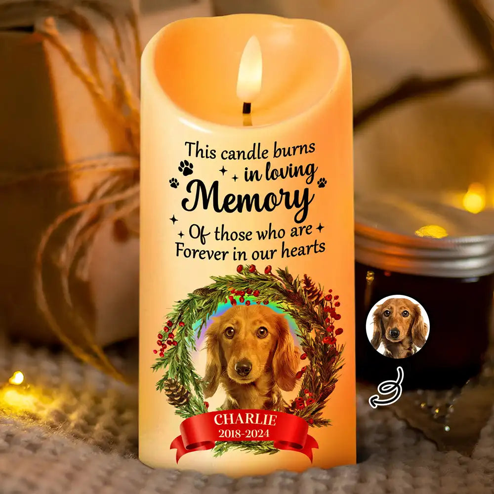 Custom Photo Memorial This Candle Burns In Loving Memory - Personalized Flameless LED Candle