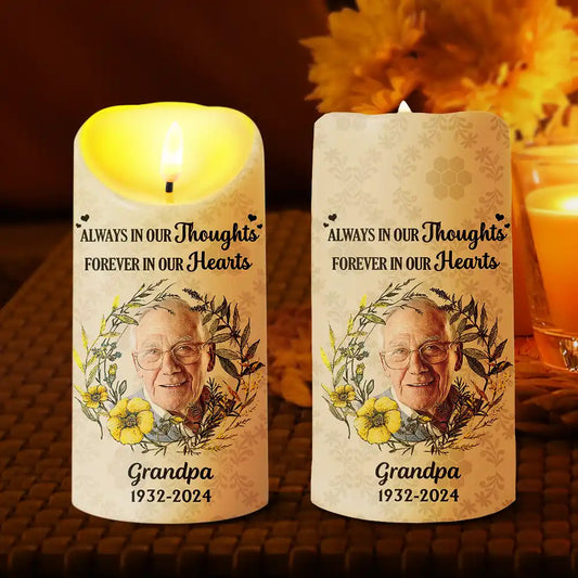 Custom Photo Forever In Our Hearts - Personalized Flameless LED Candle