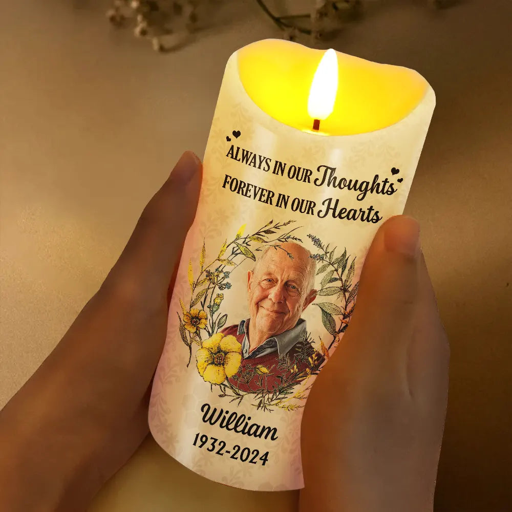 Custom Photo Forever In Our Hearts - Personalized Flameless LED Candle