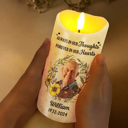 Custom Photo Forever In Our Hearts - Personalized Flameless LED Candle