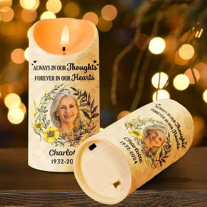 Custom Photo Forever In Our Hearts - Personalized Flameless LED Candle