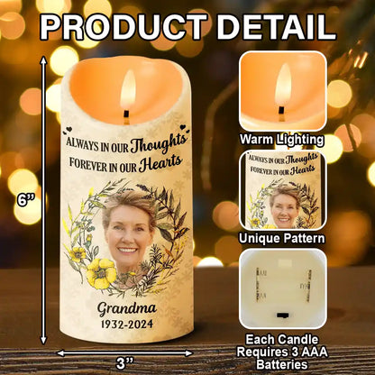 Custom Photo Forever In Our Hearts - Personalized Flameless LED Candle