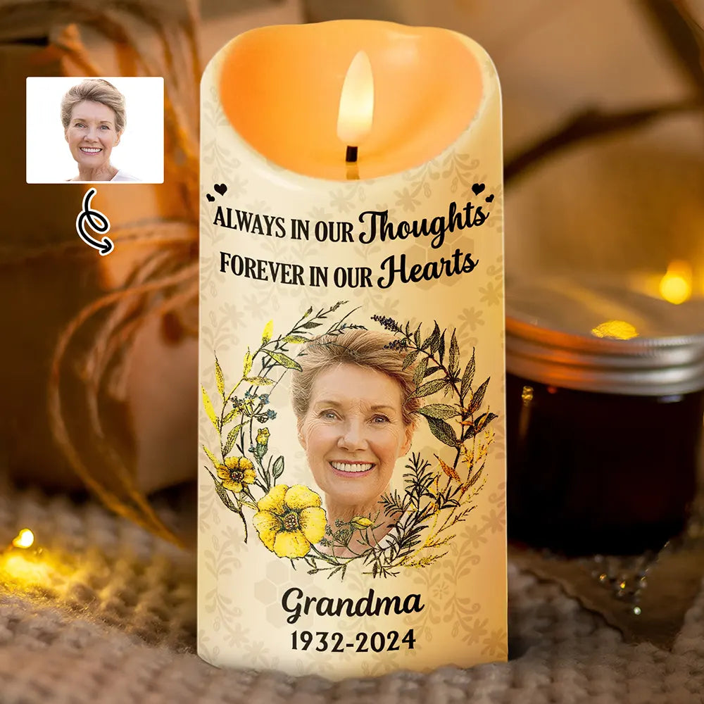 Custom Photo Forever In Our Hearts - Personalized Flameless LED Candle