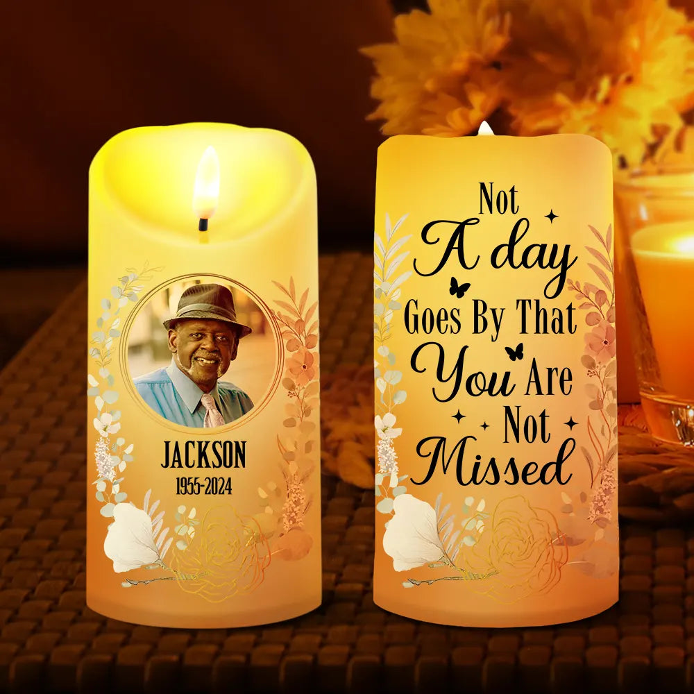 Custom Photo Your Light Will Always Shine In Our Hearts Memorial - Personalized Flameless LED Candle