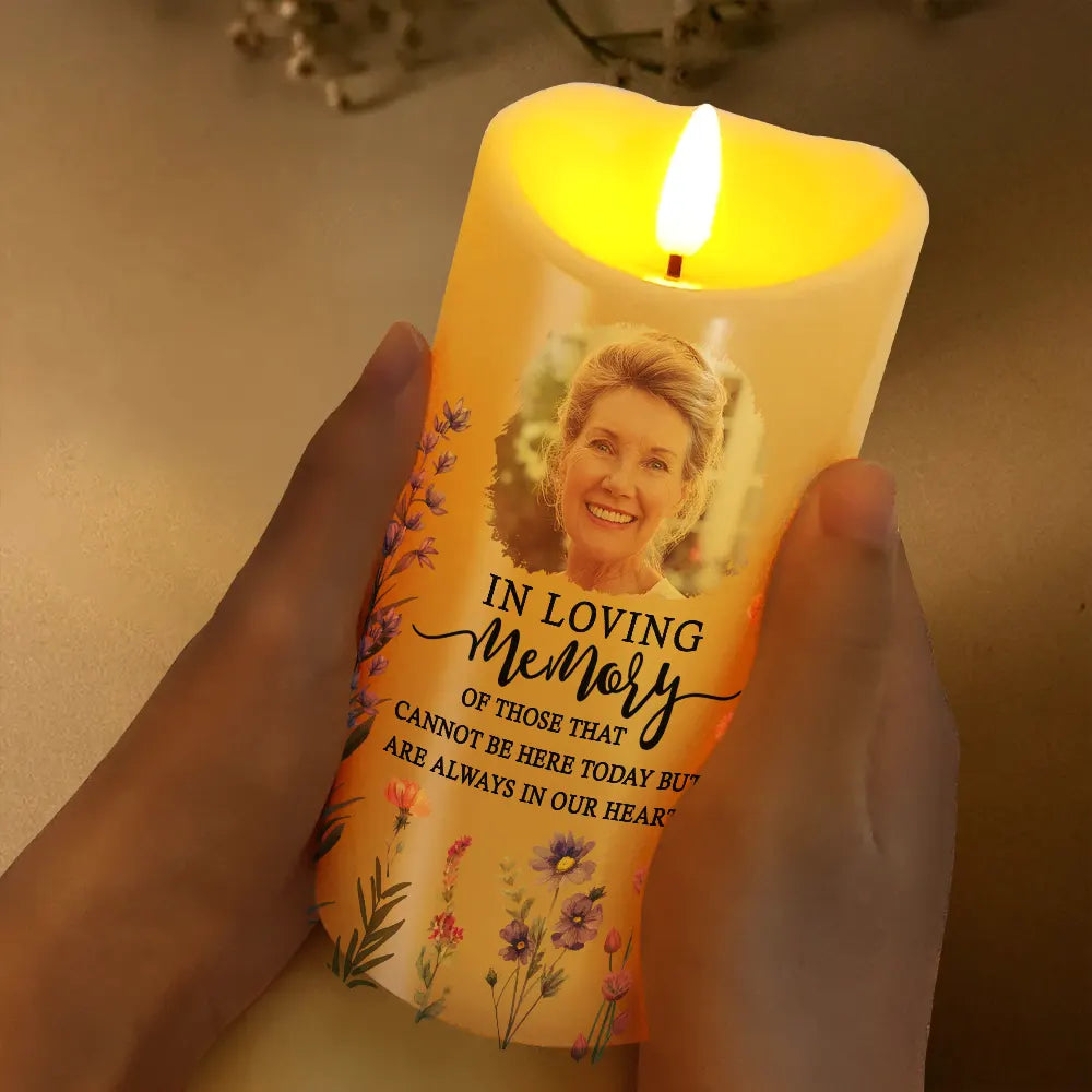 Custom Photo Memorial Those That Cannot Be Here Today - Personalized Flameless LED Candle