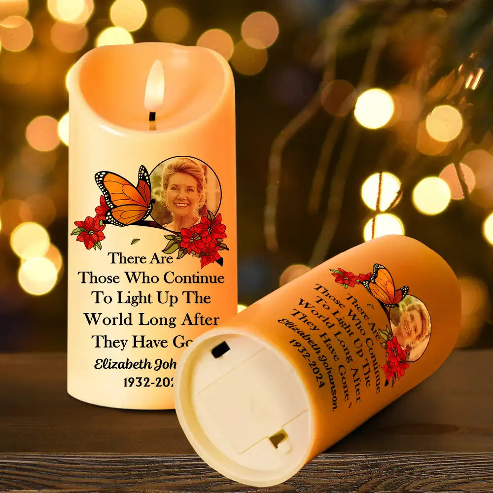 Custom Photo Memorial Light Up The World - Personalized Flameless LED Candle