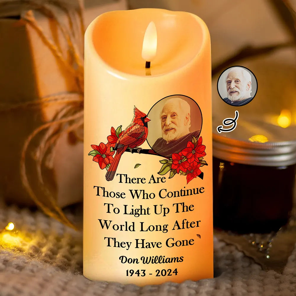 Custom Photo Memorial Light Up The World - Personalized Flameless LED Candle