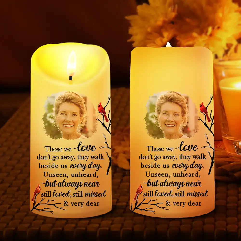 Family, Parents, Gift For Grandparents, Gift For Sibling - Custom Photo Memorial Those We Love Don't Go Away - Personalized Flameless LED Candle