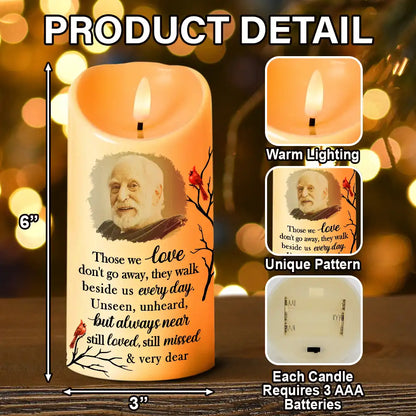 Family, Parents, Gift For Grandparents, Gift For Sibling - Custom Photo Memorial Those We Love Don't Go Away - Personalized Flameless LED Candle