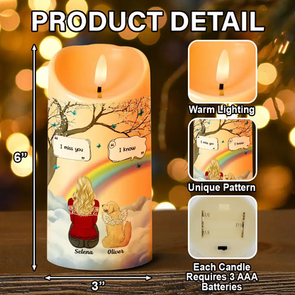 I Miss You Memorial Dog Cat Memorial - Personalized Flameless LED Candle