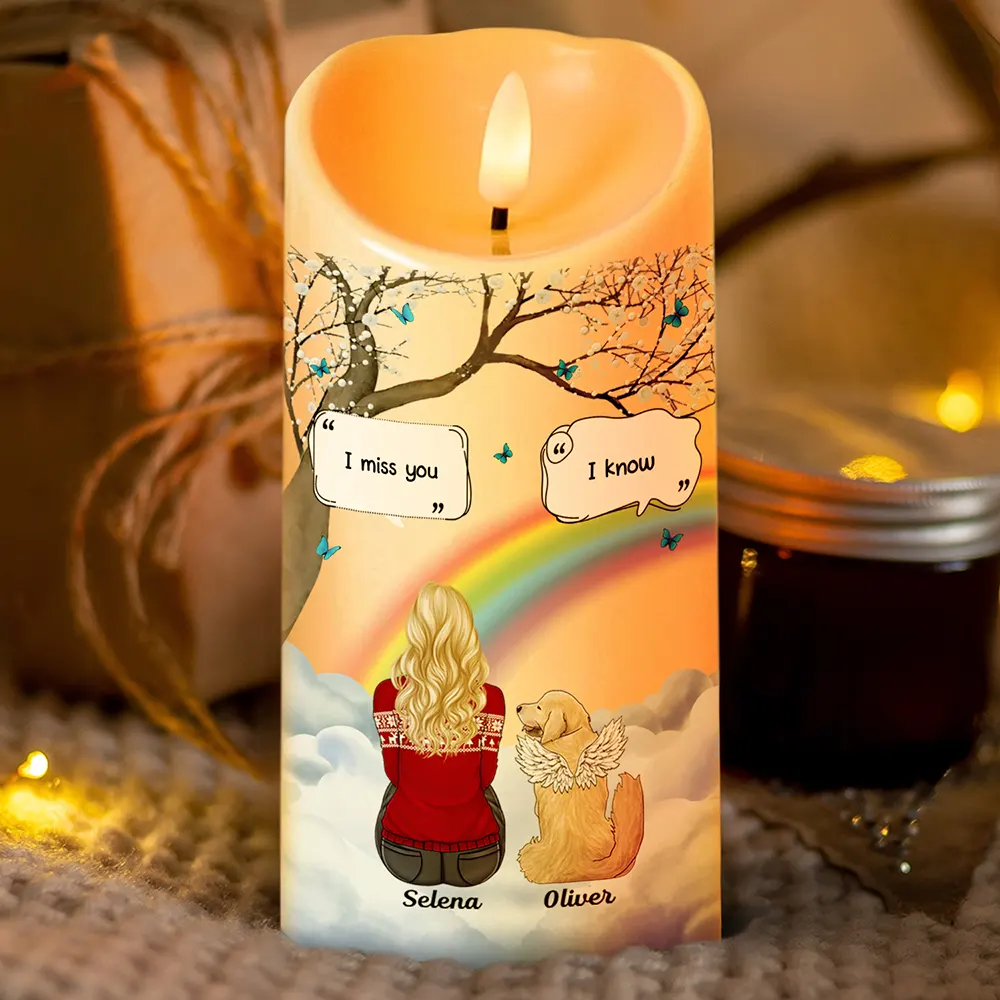 I Miss You Memorial Dog Cat Memorial - Personalized Flameless LED Candle