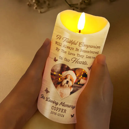 Custom Photo Memorial A Faithful Companion Dog Cat - Personalized Flameless LED Candle