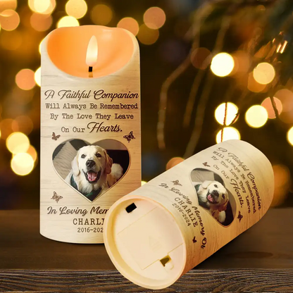 Custom Photo Memorial A Faithful Companion Dog Cat - Personalized Flameless LED Candle