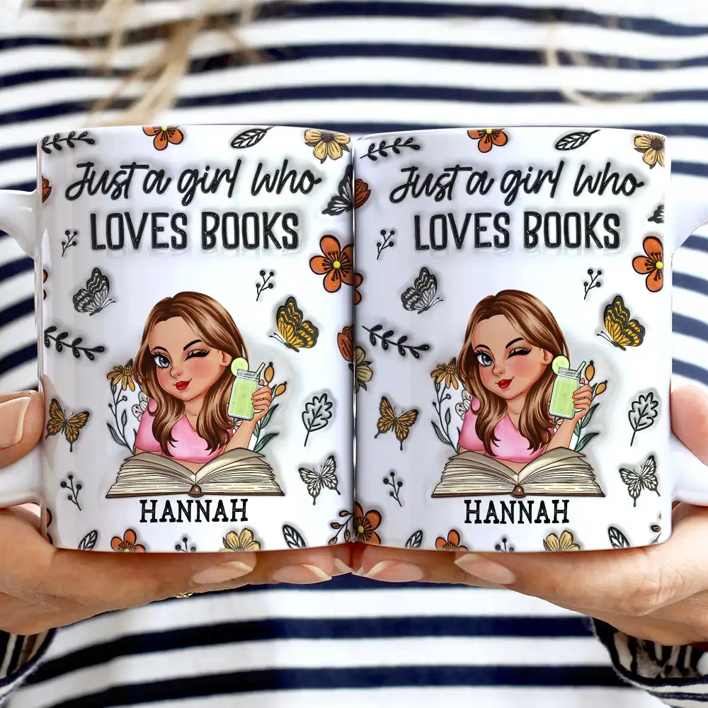 Just One More Chapter Reading - 3D Inflated Effect Printed Mug, Personalized White Edge-to-Edge Mug