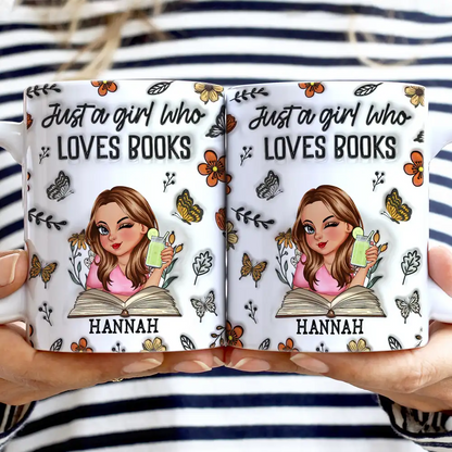 Just One More Chapter Reading - 3D Inflated Effect Printed Mug, Personalized White Edge-to-Edge Mug