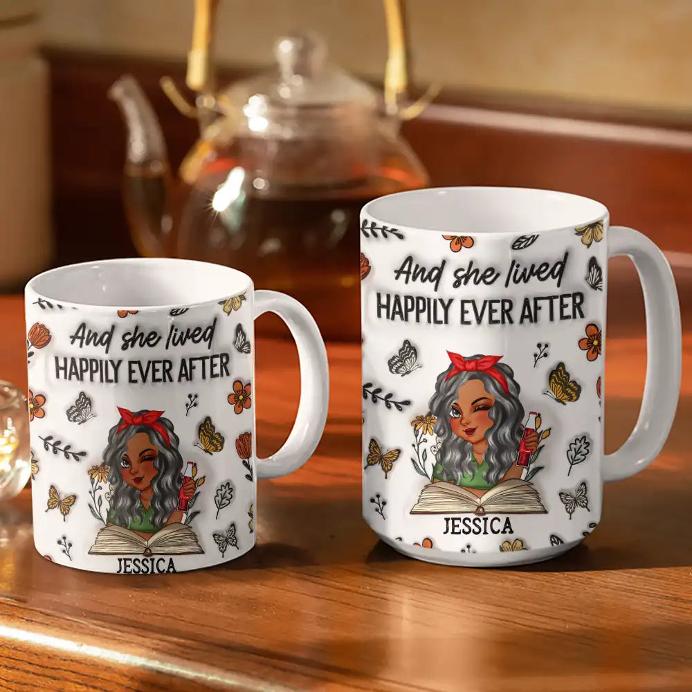 Just One More Chapter Reading - 3D Inflated Effect Printed Mug, Personalized White Edge-to-Edge Mug