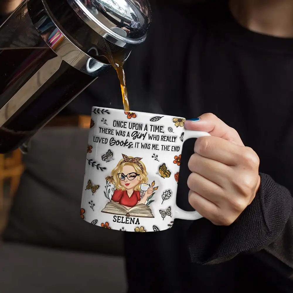 Just One More Chapter Reading - 3D Inflated Effect Printed Mug, Personalized White Edge-to-Edge Mug