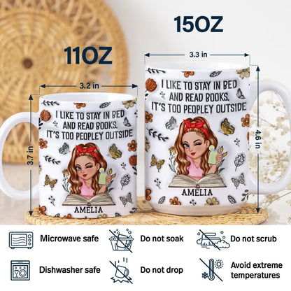 Just One More Chapter Reading - 3D Inflated Effect Printed Mug, Personalized White Edge-to-Edge Mug