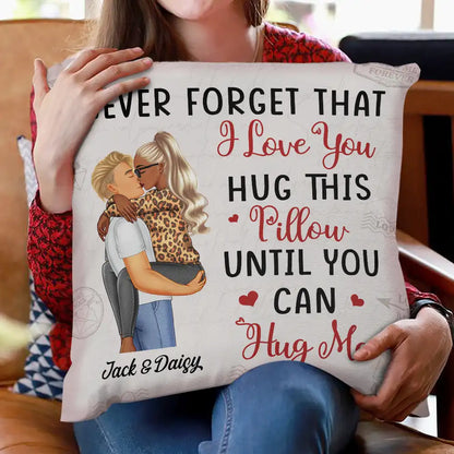 Hug This Pillow Until You Can Hug Me Couples Vintage - Personalized Pillow