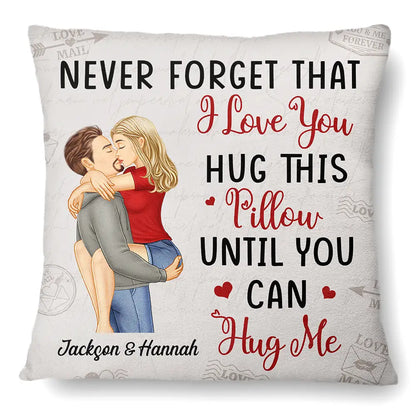 Hug This Pillow Until You Can Hug Me Couples Vintage - Personalized Pillow
