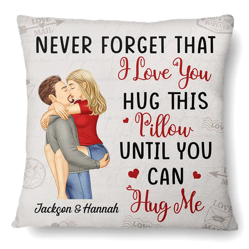 Hug This Pillow Until You Can Hug Me Couples Vintage - Personalized Pillow