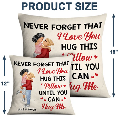 Hug This Pillow Until You Can Hug Me Cartoon Kissing Couples - Personalized Pillow