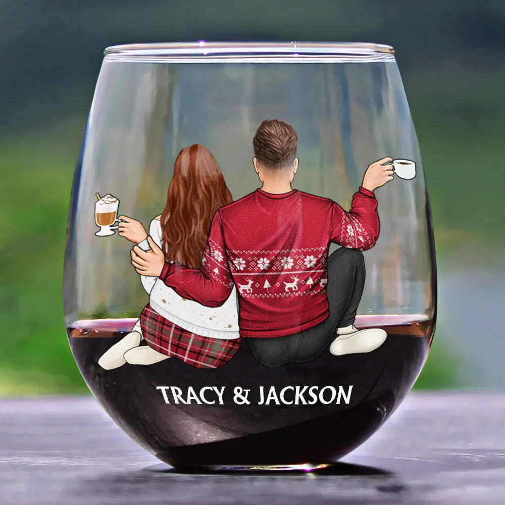 I Wish I Could Turn Back The Clock Anniversary Couple - Personalized Stemless Wine Glass