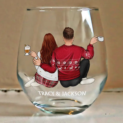I Wish I Could Turn Back The Clock Anniversary Couple - Personalized Stemless Wine Glass