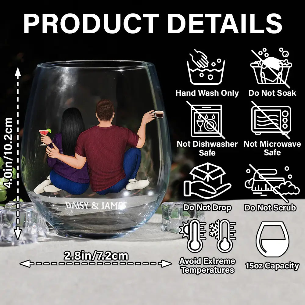 I Wish I Could Turn Back The Clock Anniversary Couple - Personalized Stemless Wine Glass