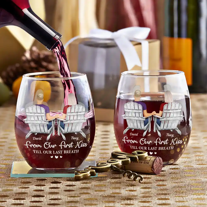 Gift For Couples, Gift For Husband, Gift For Wife, Gift For Boyfriend, Gift For Girlfriend - You And Me We Got This Anniversary Couple - Personalized Stemless Wine Glass