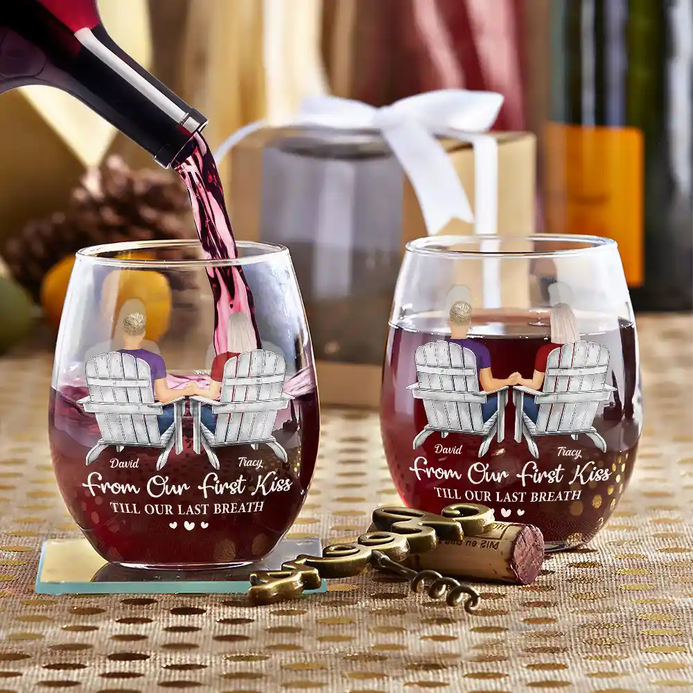 You And Me We Got This Anniversary Couple - Personalized Stemless Wine Glass