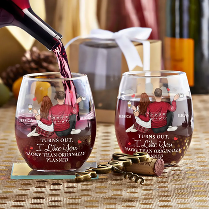 Turns Out I Like You More Than Originally Planned Couple - Personalized Stemless Wine Glass