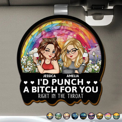 Right In The Throat Sisters Besties - Personalized Custom Shaped Car Visor Clip