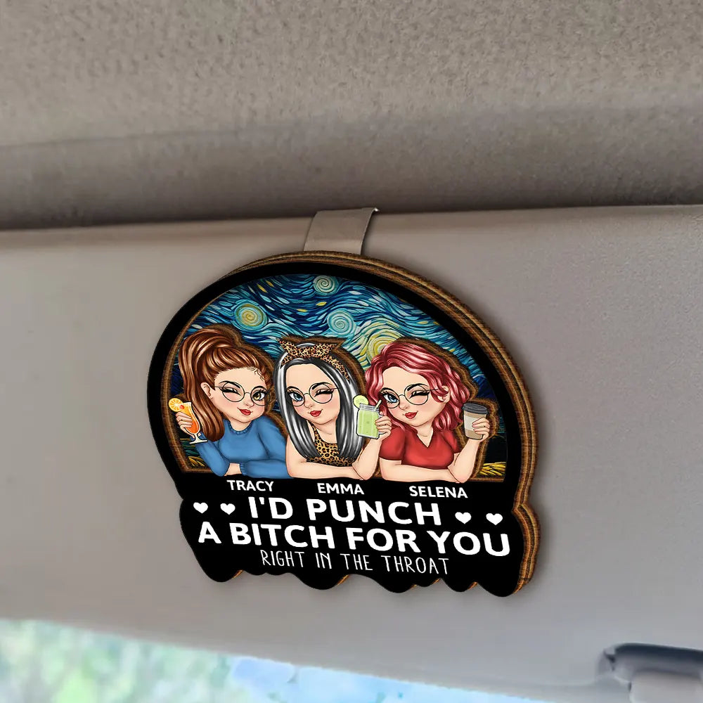 Right In The Throat Sisters Besties - Personalized Custom Shaped Car Visor Clip