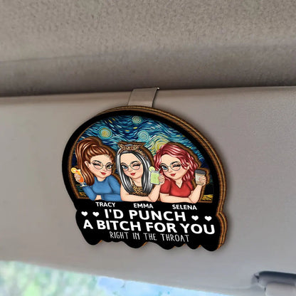 Right In The Throat Sisters Besties - Personalized Custom Shaped Car Visor Clip