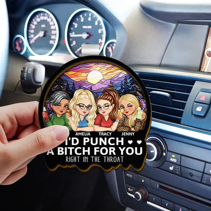 Right In The Throat Sisters Besties - Personalized Custom Shaped Car Visor Clip